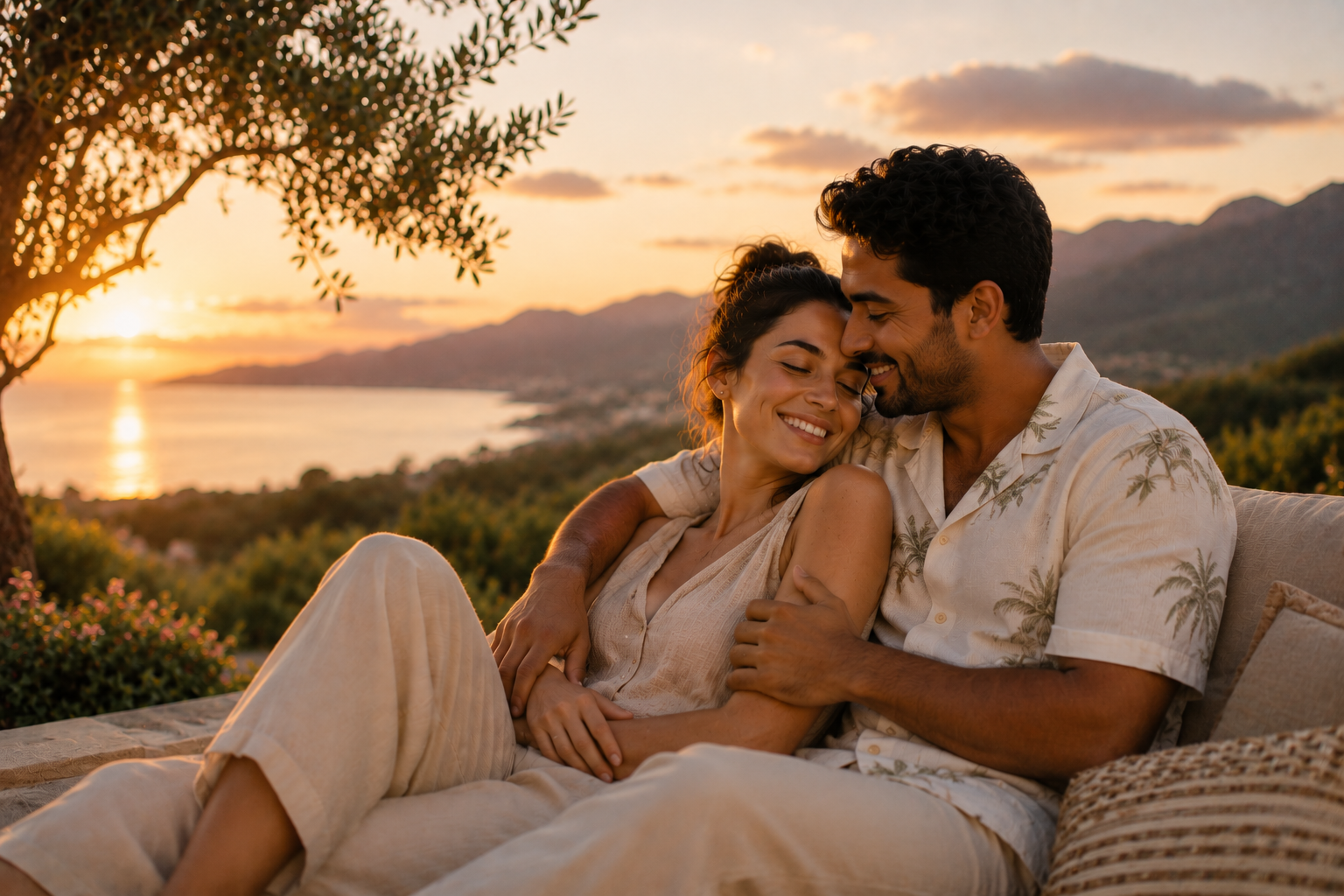 Couple looking at the sunset together, on the same page about money